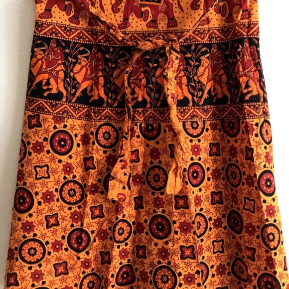 New Orange red red black India new 100% cotton wrap skirt - Picture 2 of 6
